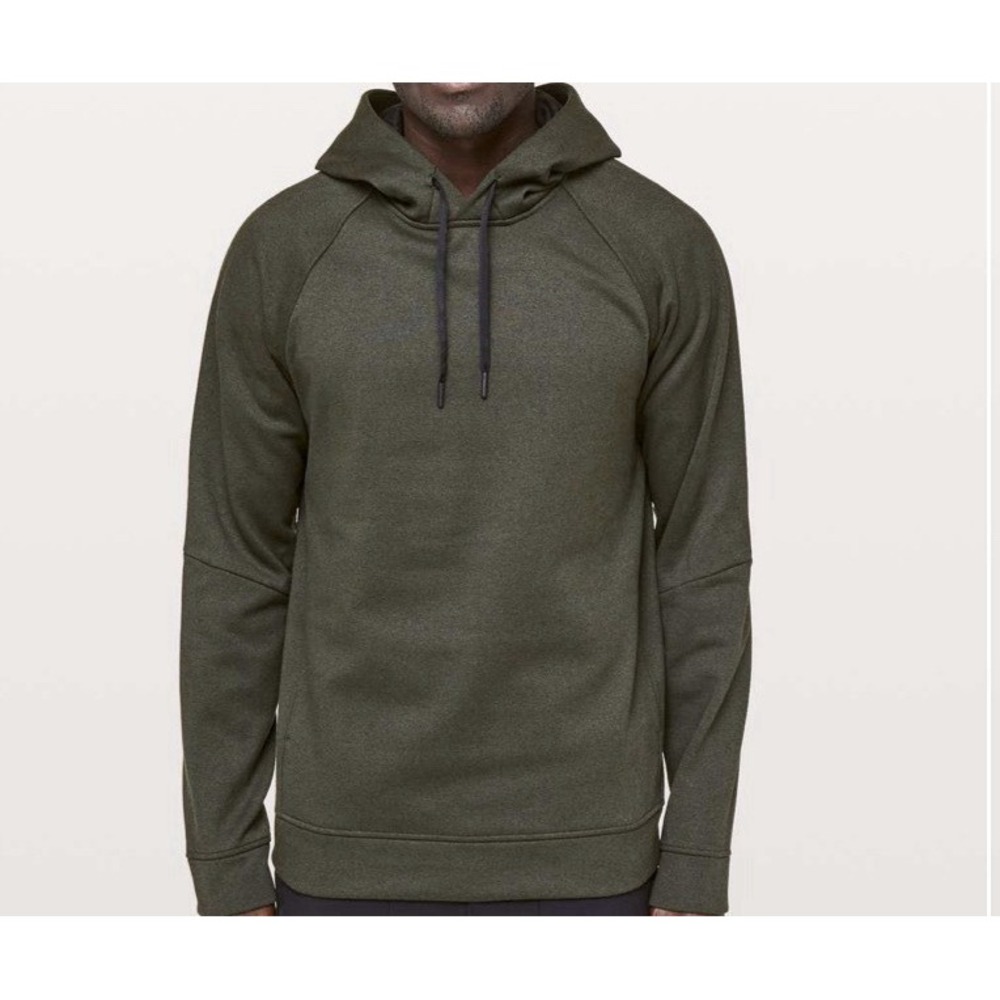 Lululemon City Sweat Hoodie Thermo Mens S Heathered Dark Olive Tech Fleece Gym
